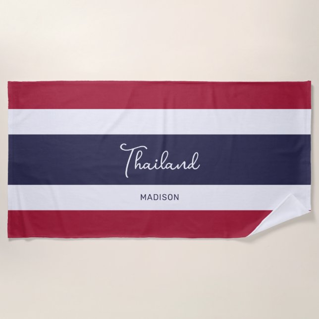 Serviette De Plage Nom personnalisé Couleurs Thaïlande (Devant)