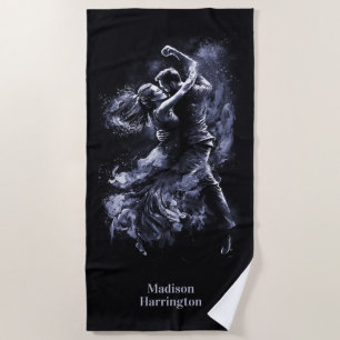 Serviette De Plage Nom personnalisé Couple dansant