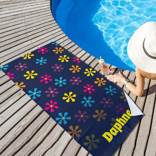Serviette De Plage Nom personnalisé de la fleur Hippie super