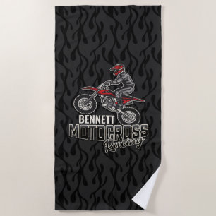 Serviette De Plage NOM Personnalisé Dirt Bike Rider Motocross Racing