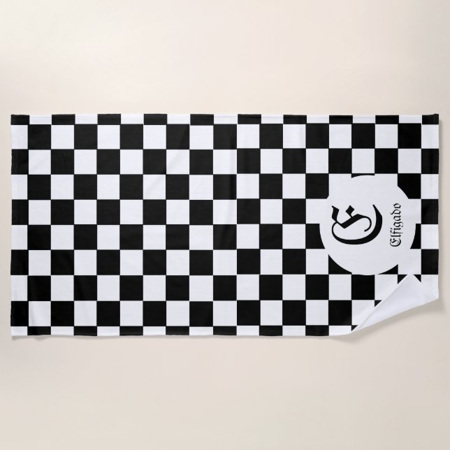 Serviette De Plage Nom personnalisé du club d'échecs initial (Devant)