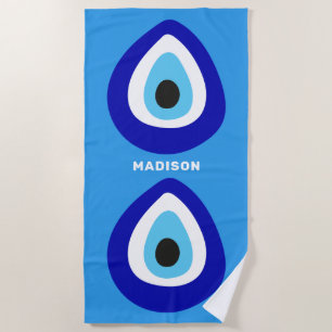Serviette De Plage Nom personnalisé Eye mal Nazar Amulet