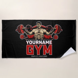 Serviette De Plage NOM personnalisé Fitness Accueil GYM Poids Lifting