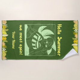 Serviette De Plage Nom personnalisé Funny Tropical Summer Beach Towne