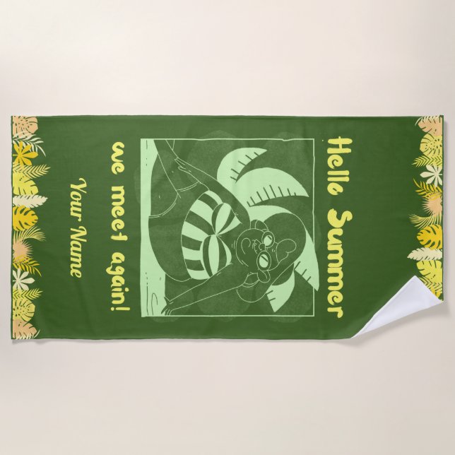 Serviette De Plage Nom personnalisé Funny Tropical Summer Beach Towne (Devant)