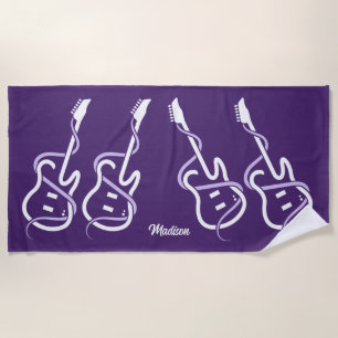 Serviette De Plage Nom personnalisé Guitare stylisée