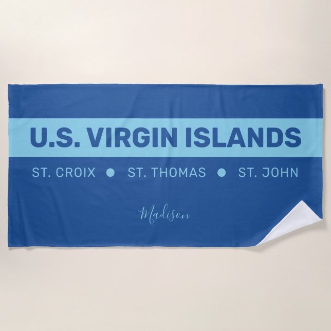 Serviette De Plage Nom personnalisé Îles Vierges (Devant)