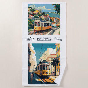 Serviette De Plage Nom personnalisé Lisbonne Portugal