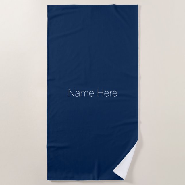Serviette De Plage Nom personnalisé monogramme marine bleu blanc mini (Devant)