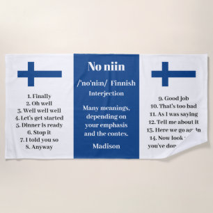 Serviette De Plage Nom personnalisé "No niin" Finlandais définition