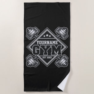 Serviette De Plage Nom personnalisé Poids Accueil Crossfit Gym
