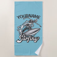 NOM personnalisé Surfer Big Wave Skeleton Surfing