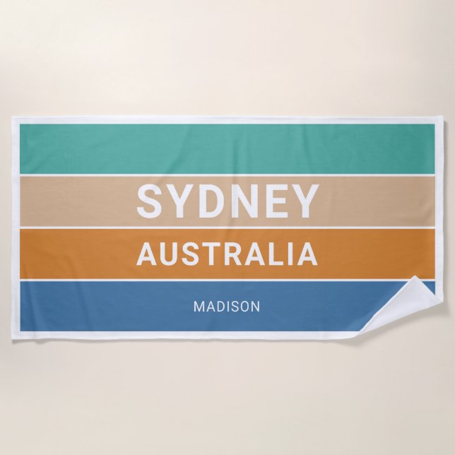 Serviette De Plage Nom personnalisé Sydney Australie / VOTRE TEXTE (Devant)