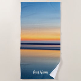 Serviette De Plage Nom Typographie Blue Orange Beach Ocean Sunset