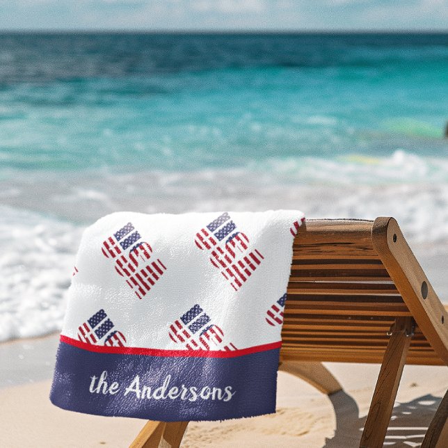 Serviette De Plage Nom, USA American Flag Stars & Stripes, Pool - (Créateur téléchargé)