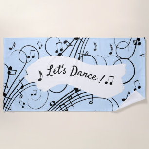 Serviette De Plage Notes de musique fantaisie Bleu