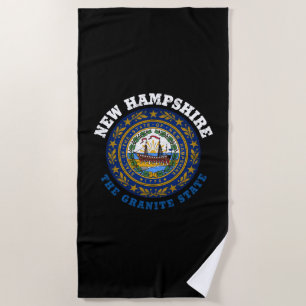 SERVIETTE DE PLAGE NOUVEAU DRAPEAU D'ÉTAT DE GRANITE HAMPSHIRE