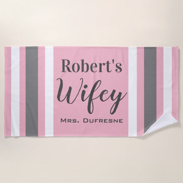 Serviette De Plage Nouveaux mariés "Wifey" personnalisés (Devant)