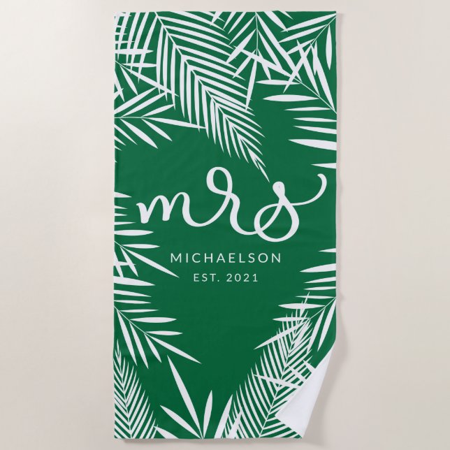 Serviette De Plage Nouvelle Mme | Feuilles tropicaux (Devant)