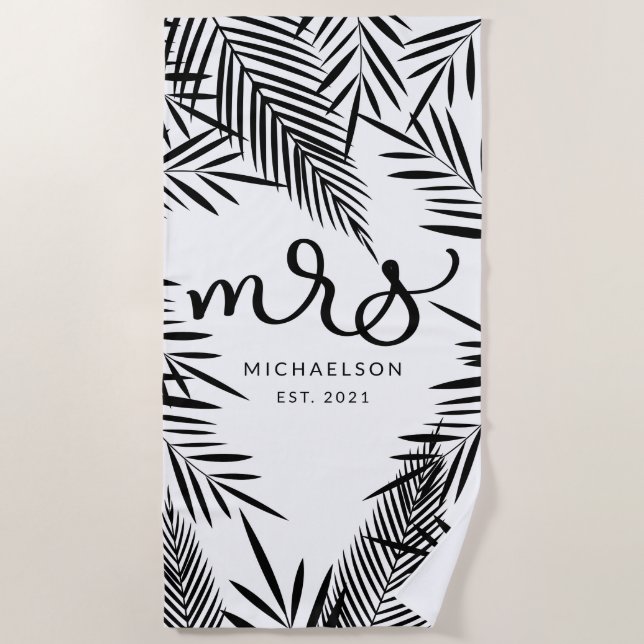 Serviette De Plage Nouvelle Mme | Feuilles tropicaux (Devant)