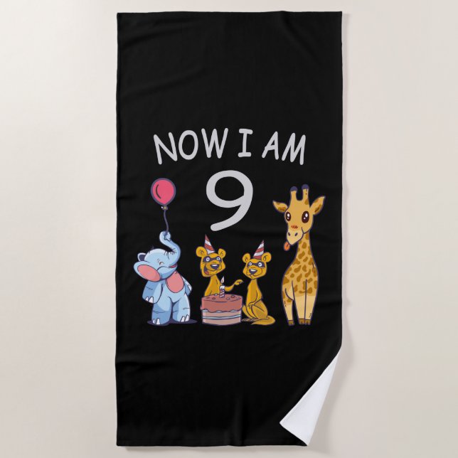 Serviette De Plage Now I le 9e anniversaire du Birthday (Devant)