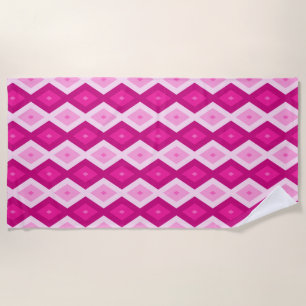 Serviette De Plage Nuances de motif de diamant fuchsia