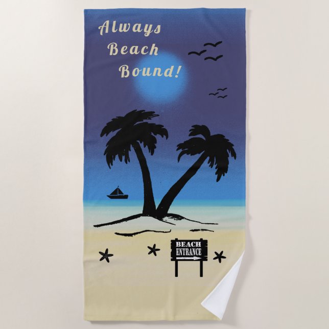 Serviette De Plage Nuit sur la plage Toujours Bond Plage Bleue (Devant)