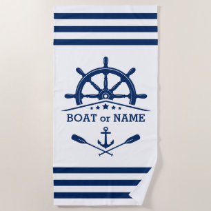 Serviette De Plage Oars d'Ancres nautiques Helm Votre nom Marine en b