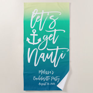 Serviette De Plage Obtenir Nauti Bachelorette Bleu Dégradé
