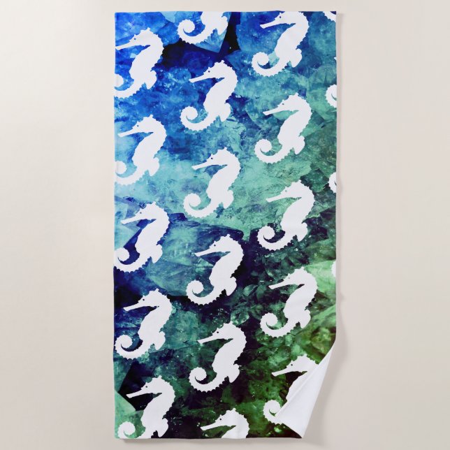 Serviette De Plage Ocean Hues White Seahores (Devant)