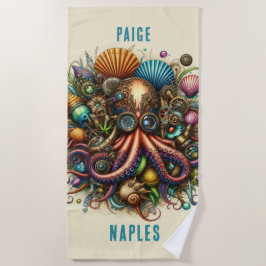 SERVIETTE DE PLAGE OCTOPUS ROSE ROSE WHACKACKACKY FUNKY