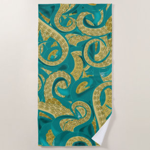 Serviette de plage Octopus turquoise Gold