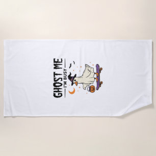 Serviette De Plage Oie d'Halloween Fantôme Me Je Suis Occupé Skateboa