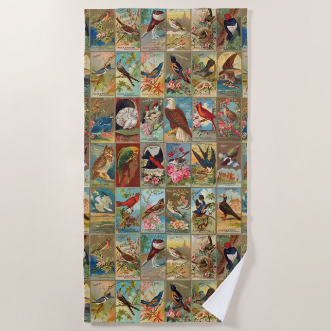 Serviette De Plage Oiseaux d'Amérique du XIXe siècle (Devant)