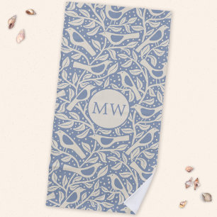 Serviette De Plage Oiseaux du Patrimoine Monogramme Initiales