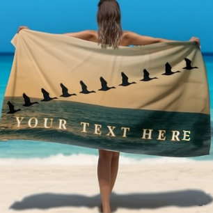 Serviette De Plage Oiseaux volants personnalisés – Texte personnalisé