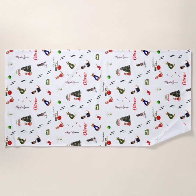 Serviette De Plage Oliver La Loutre Noël Motif Aléatoire (Devant)
