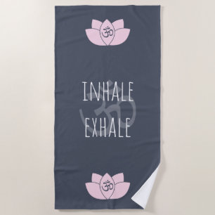 Serviette De Plage Om Rose et Lotus Fleur Inhale Exhale