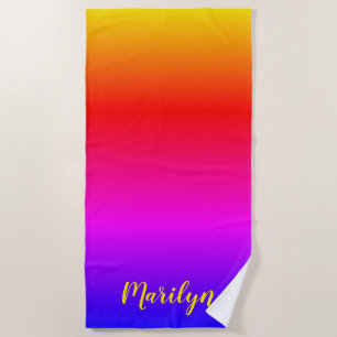 Serviette De Plage Ombre arc-en-ciel brillant personnalisé
