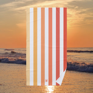 Serviette De Plage Ombre Beach Sunrise Stripe et monogramme personnel