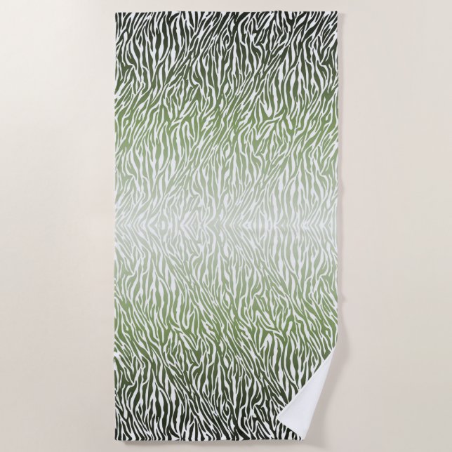 Serviette De Plage Ombre d'impression Wild Green Zebra (Devant)