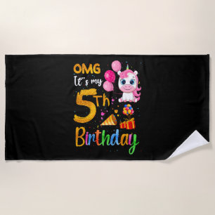 Serviette De Plage OMG C'est mon 5ème anniversaire 5 ans joli licorne