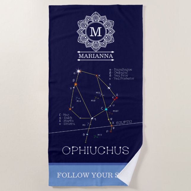 Serviette De Plage Ophiuchus de constellation zodiaque (Devant)