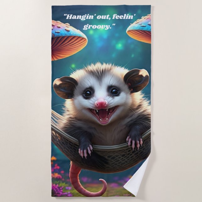 Serviette De Plage Opossum psychédélique personnalisé Hippie (Devant)