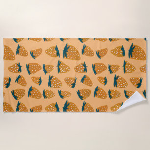 Serviette De Plage Orange de fraises d'été bio