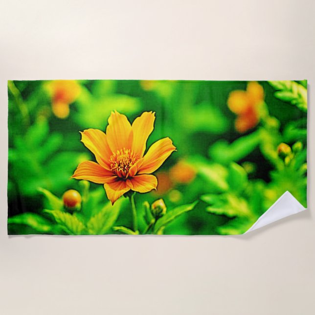 Serviette De Plage Orange Flower Bokeh Sunny (Devant)