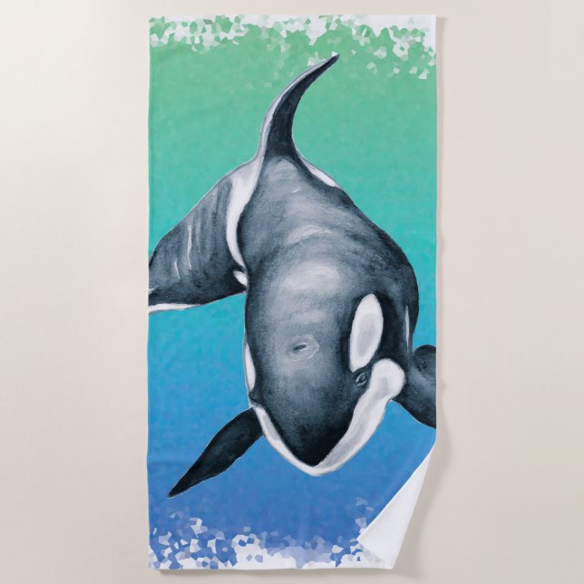 Serviette De Plage Orca Whale cristal Turquoise (Devant)