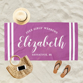 Serviette De Plage Orchid Purple Girls Weekend Nom personnalisé