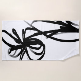 Serviette De Plage Orchidée Blanc : Abstrait blanc et noir