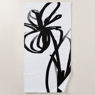 Serviette De Plage Orchidée Blanc : Abstrait blanc et noir